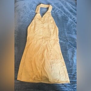 Elegant Backless Yellow Dress